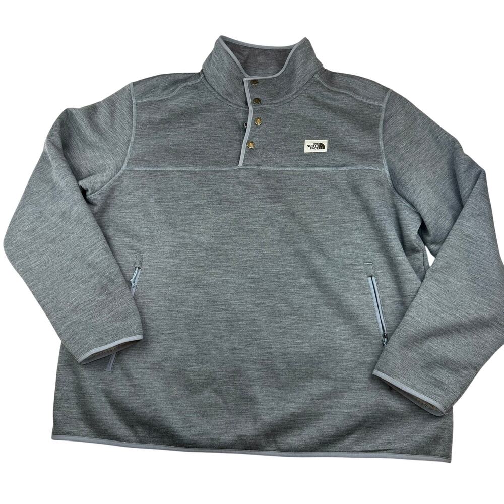The North Face Mens XXL Gray Snap Pullover Fleece Jacket